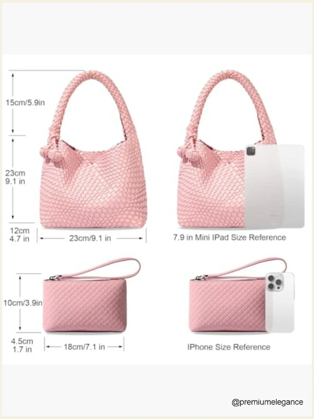 Woven Vegan Leather Hobo Bag with Mini Purse Tote Set